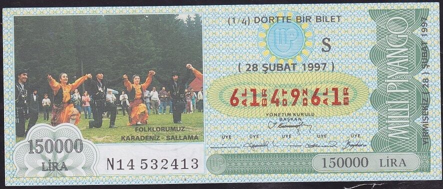 1997 28 Şubat Çeyrek Bilet - S Serisi - Karadeniz Sallama