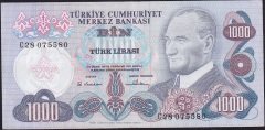 6.Emisyon 1.Tertip 1000 Lira C28 075580 Çok Çok Temiz