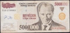 7.Emisyon 5 000 000 Lira G19 179883 Çok Temiz