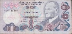 6.Emisyon 1.Tertip 1000 Lira C20 445247 Temiz+
