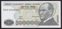 7.EMİSYON 2.TERTİP 10 LİRA D83 008666 ÇİL