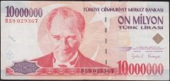 7.Emisyon 10 000 000 Lira B59 029367 Çok Temiz+