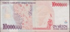 7.Emisyon 10 000 000 Lira B59 029367 Çok Temiz+