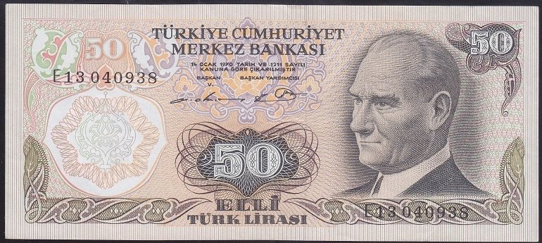 6.EMİSYON 1.TERTİP 50 LİRA E13 040938 ÇÇT +