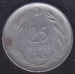 1962 YILI 25 KURUŞ ÇOK TEMİZ