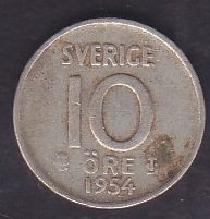 İSVEÇ 10 ÖRE 1954 GÜMÜŞ