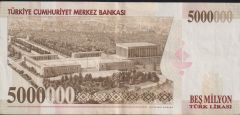 7.Emisyon 5 000 000 Lira K49 153841 Çok Temiz+