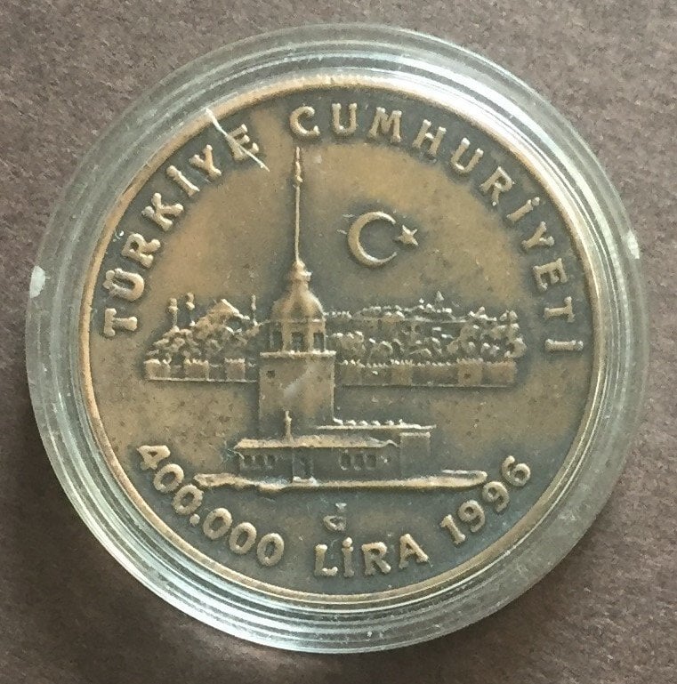 1996 YILI 400000 LİRA HABİTAT KIZ KULESİ BRONZ ÇİL