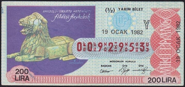 1982 19 Ocak Yarım Bilet - Y Serisi