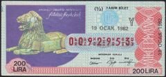 1982 19 Ocak Yarım Bilet - Y Serisi