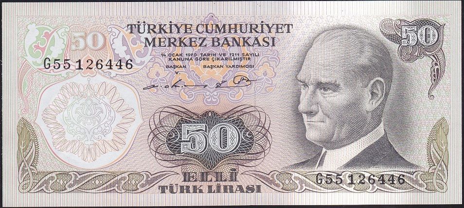 6.Emisyon 1.Tertip 50 Lira G55 126446 Çilaltı