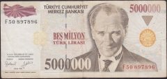 7.Emisyon 5 000 000 Lira F50 897896 Çok Temiz
