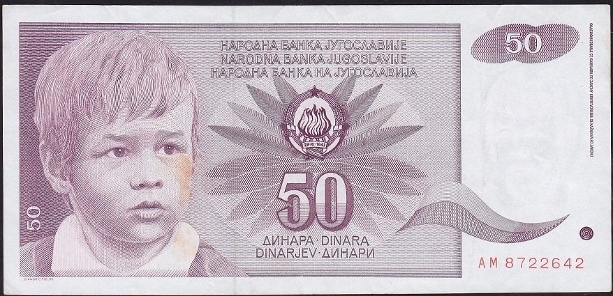 Yugoslavya 50 Dinar 1990 Çok Temiz+