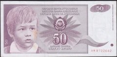 Yugoslavya 50 Dinar 1990 Çok Temiz+