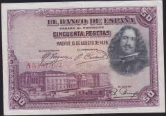 İspanya 50 Pesetas 1928 Çok Temiz+
