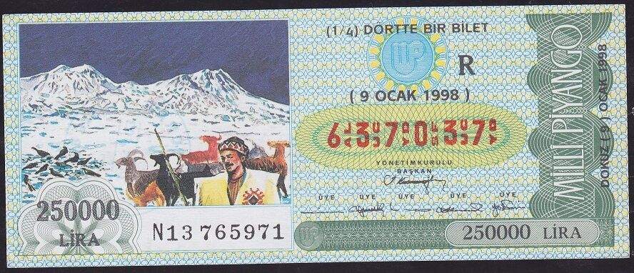 1998 9 Ocak Çeyrek Bilet - R Serisi