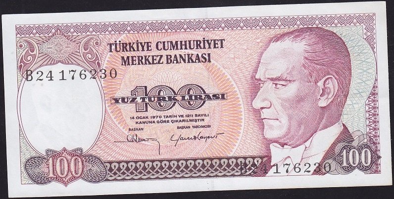 7.Emisyon 1.Tertip 100 Lira B24 176230 Çilaltı