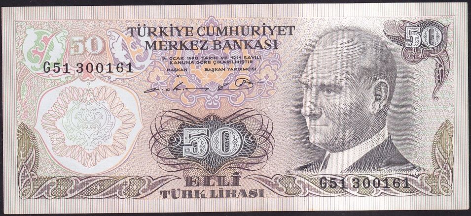 6.Emisyon 1.Tertip 50 Lira G51 300161 Çilaltı