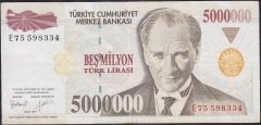 7.Emisyon 5 000 000 Lira E75 598334 Temiz