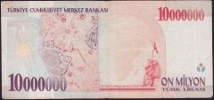 7.Emisyon 10 000 000 Lira B57 282222 Çok Temiz - Güzel Numara