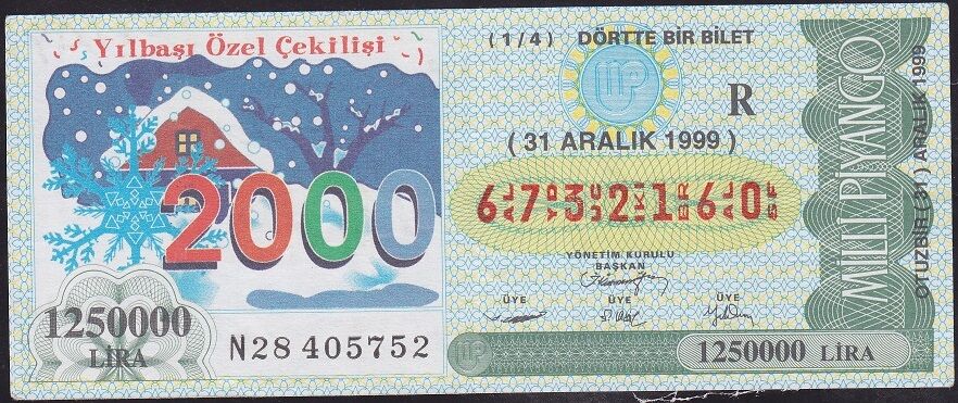 1999 31 Aralık Çeyrek Bilet - R Serisi