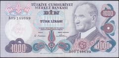 6.Emisyon 1.Tertip 1000 Lira A09 149699 Çok Temiz+