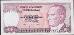 7.Emisyon 1.Tertip 100 Lira B22 386570 Çok Temiz +