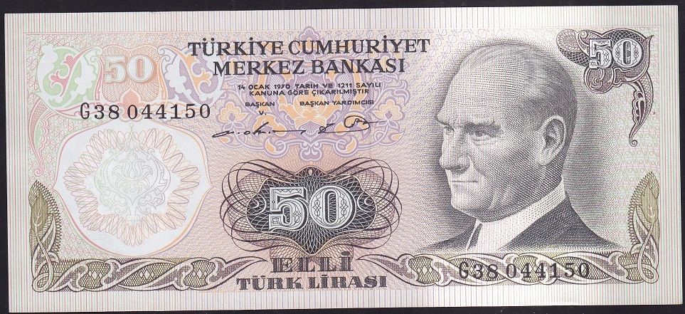 6.Emisyon 1.Tertip 50 Lira G38 044150 Çilaltı
