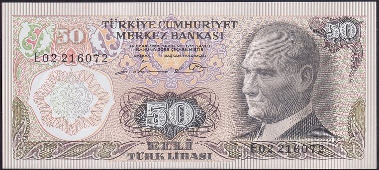 6.EMİSYON 1.TERTİP 50 LİRA E02 216072 ÇİLALTI