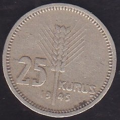 1945 YILI 25 KURUŞ ÇOK TEMİZ