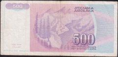 Yugoslavya 500 Dinar 1992 Çok Temiz