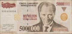 7.Emisyon 5 000 000 Lira K53 856034 Çok Temiz