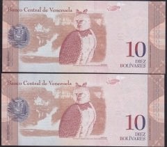 VENEZUELA 10 BOLİVARES 2014 ÇİL SERİ TAKİPLİ 2 ADET 299-300
