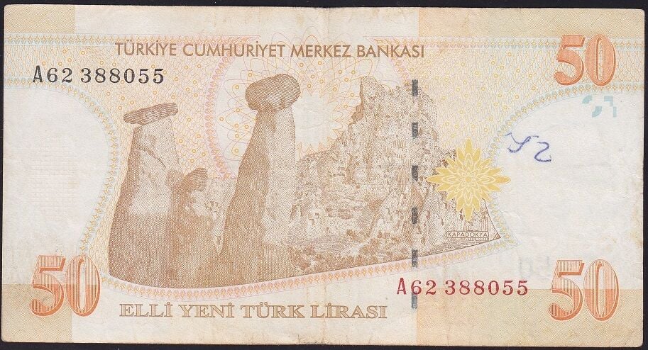 8.Emisyon 50 YTL A62 388055 Çok Temiz