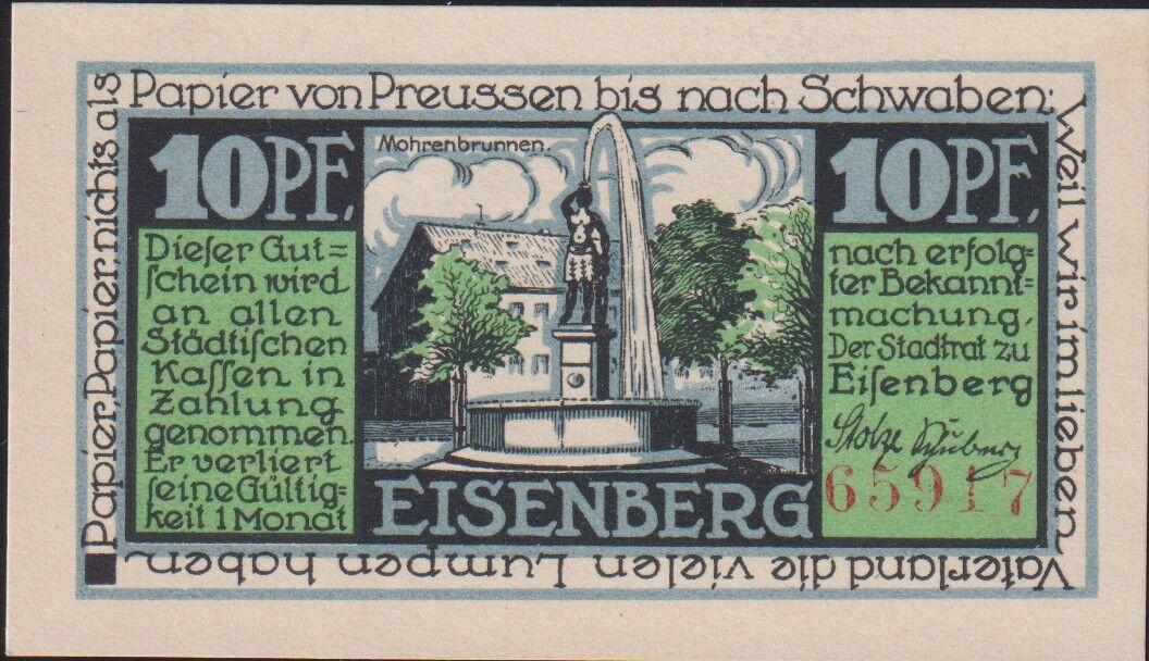 Almanya 10 Pfennig Notgeld 1921 Çil