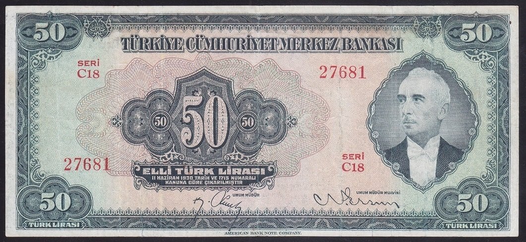 3.EMİSYON 50 LİRA C18 27681 ÇOK TEMİZ (AÇIKLAMAYI OKUYUNUZ)