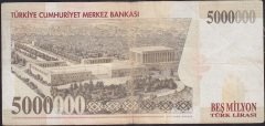 7.Emisyon 5 000 000 Lira D07 800733 Çok Temiz