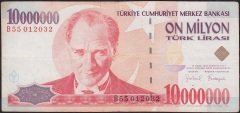 7.Emisyon 10 000 000 Lira B55 012032 Temiz