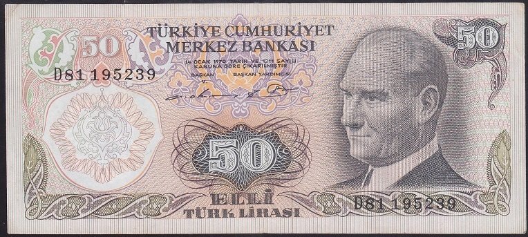 6.EMİSYON 1.TERTİP 50 LİRA D81 195239 ÇÇT +