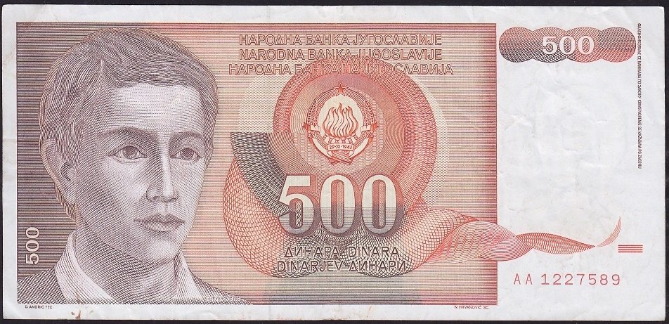 Yugoslavya 500 Dinar 1991 Çok Temiz+