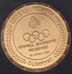 İSTANBUL BÜYÜKŞEHİR BELEDİYESİ OLİMPİYAT 22 OCAK 1990 MADALYON 5 CM