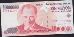 7.EMİSYON 10 000 000 LİRA A69 921285 ÇÇT +