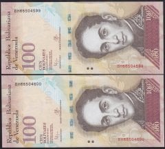 VENEZUELA 100 BOLİVARES 2015 ÇİL 2 ADET SERİ TAKİPLİ 599 -600