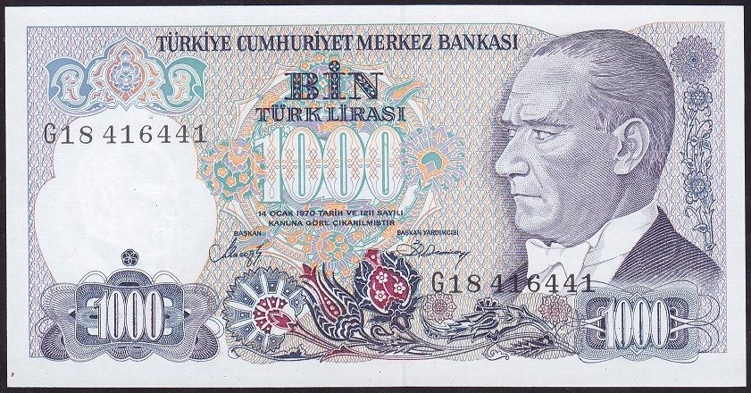 7.Emisyon 2.Tertip 1000 Lira G18 416441 Çil