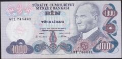 6.Emisyon 1.Tertip 1000 Lira A31 246441 Çok Temiz+