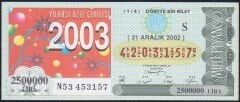 2002 31 Aralık Çeyrek Bilet - S Serisi