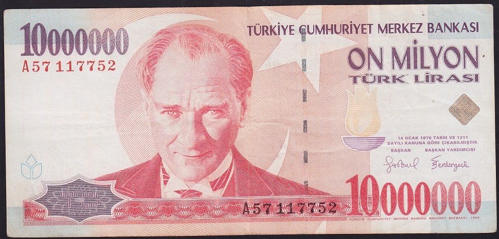 7.Emisyon 10 000 000 Lira A57 117752 Çok Temiz