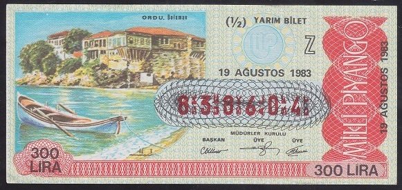 1983 19 AĞUSTOS YARIM BİLET Z SERİSİ