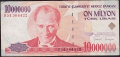 7.Emisyon 10 000 000 Lira B54 304422 Çok Temiz