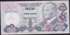 6.Emisyon 1.Tertip 1000 Lira A26 074591 Çok Temiz+